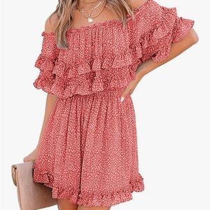 Floral Ruffle Dress in Red